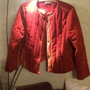 NEW! RARE Self contrast pumpkin velvet quilted jacket